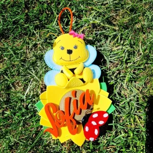 Albinuță pe Floare cu Nume Personalizat - Decor Handmade din Fetru